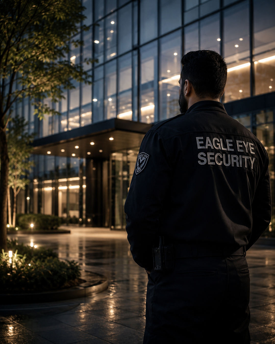 Eagle Eye Security officer outside a modern building
