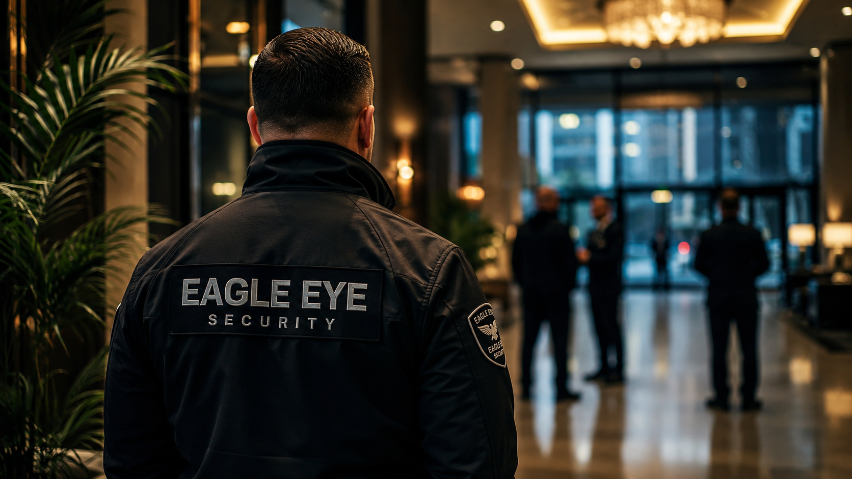 Professional security officer monitoring a protected facility